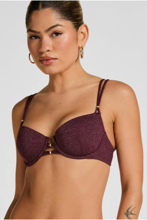 voorgevormde beugel bikinitop Panama met lurex donkerrood