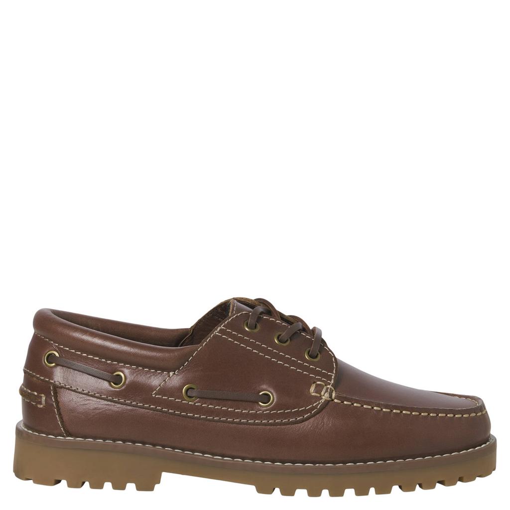 Bruine heren JACK & JONES leren bootschoenen met veters