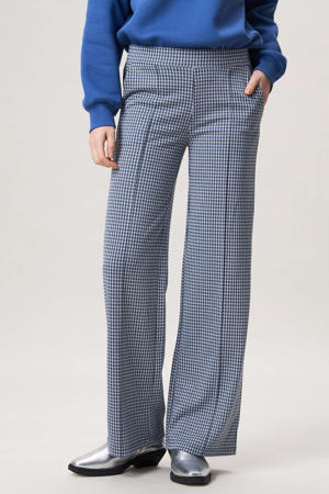 wide leg regular waist broek blauw