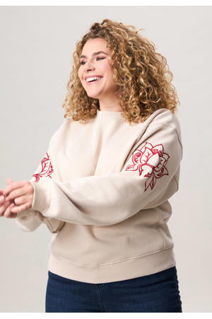 gebloemde sweater crème