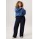 Miss Etam Plus gebloemde blouse dark blue denim