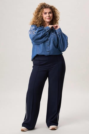 gebloemde blouse dark blue denim