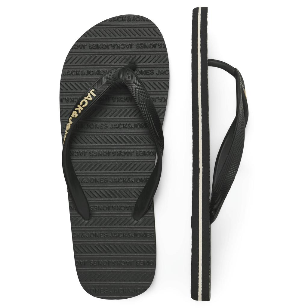 Zwarte heren JACK & JONES teenslippers van rubber