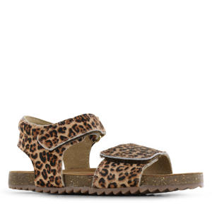 leren sandalen bruin panterprint