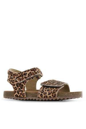 leren sandalen bruin panterprint