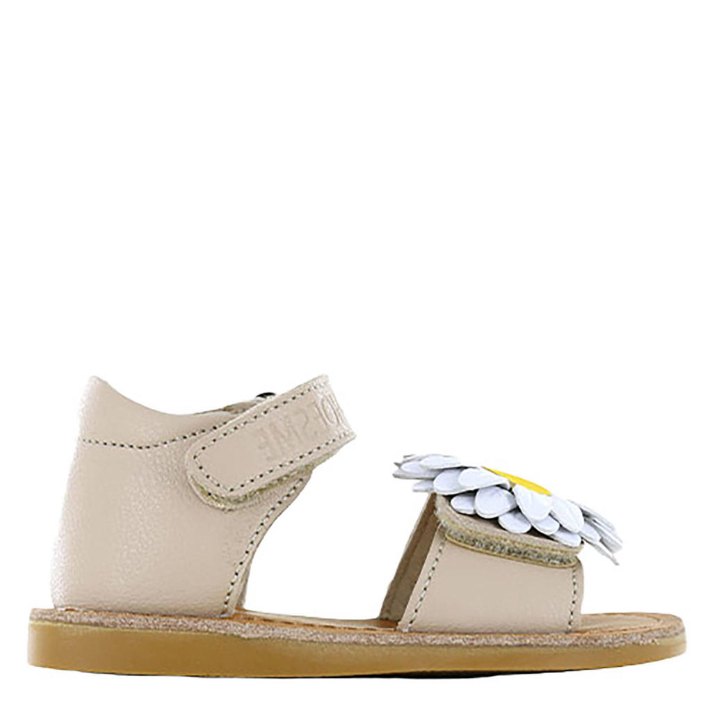 Taupe meisjes Shoesme leren sandalen met klittenband
