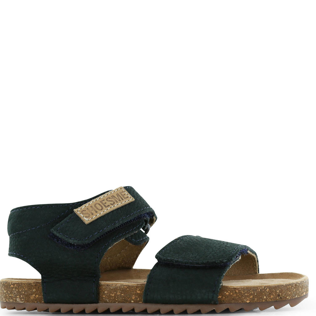 Donkerblauwe jongens Shoesme suède leren sandalen met klittenband