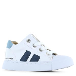 leren sneakers wit/blauw