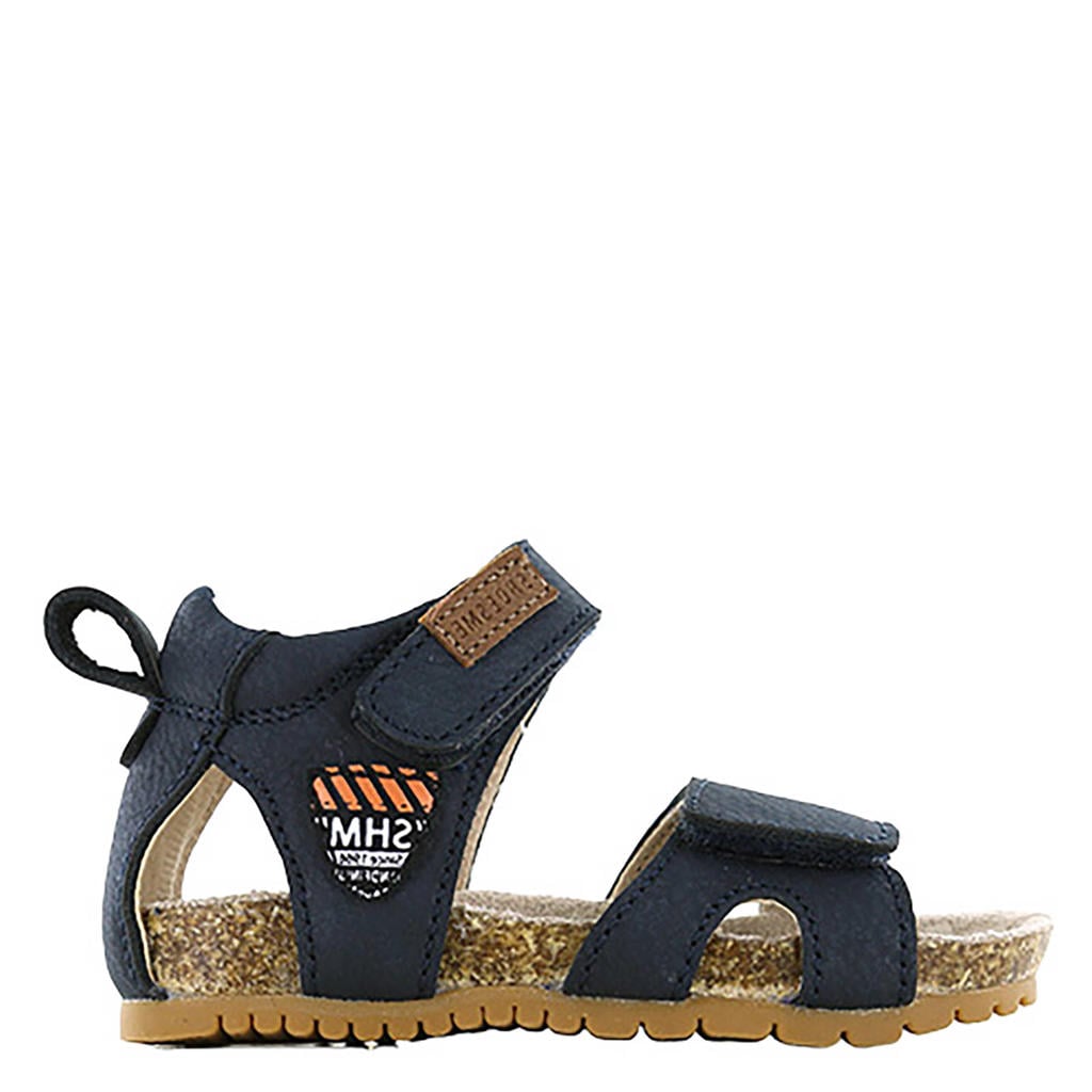 Donkerblauwe jongens Shoesme sandalen van 50% leer/ 50% imitatie leer met klittenband