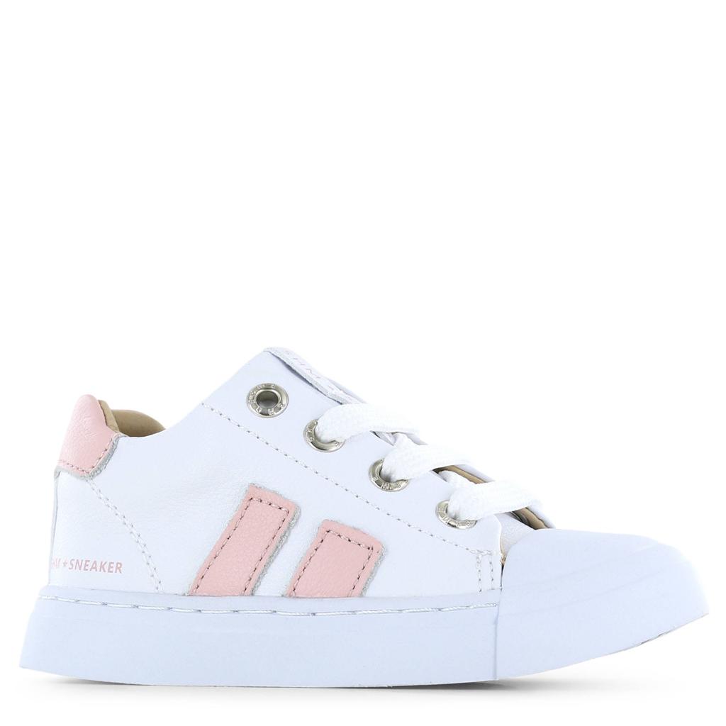 Wit en roze meisjes Shoesme leren sneakers met veters