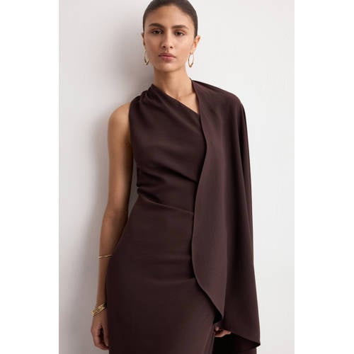Mango maxi jurk donkerbruin afbeelding