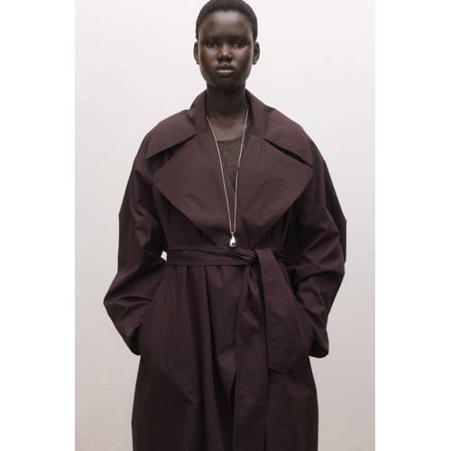 Mango trenchcoat donkerpaars afbeelding