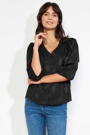 gebloemde blouse zwart