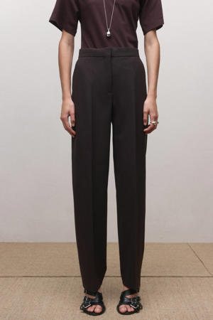 straight high waist pantalon donkerpaars