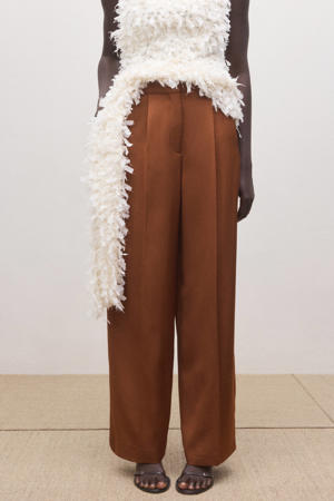 wide leg regular waist broek bruin