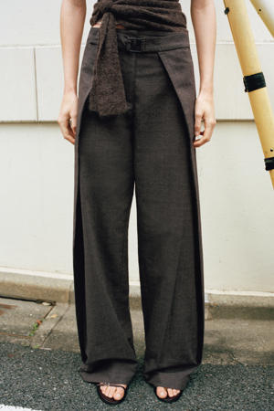 wide leg regular waist broek grijsbruin