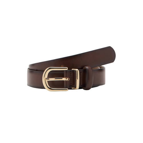 Mango leren riem donkerbruin afbeelding