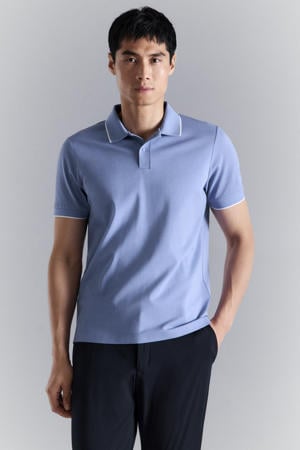 slim polo blauw