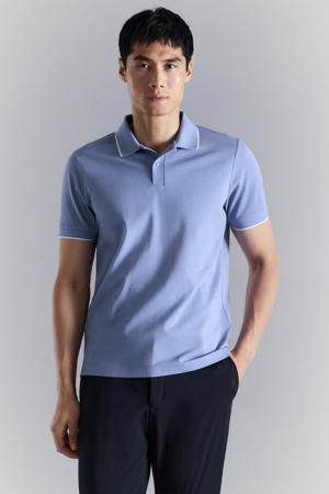 slim polo blauw