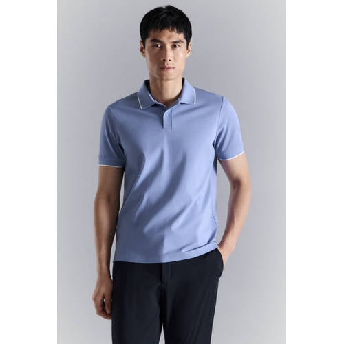 Mango Man slim polo blauw afbeelding