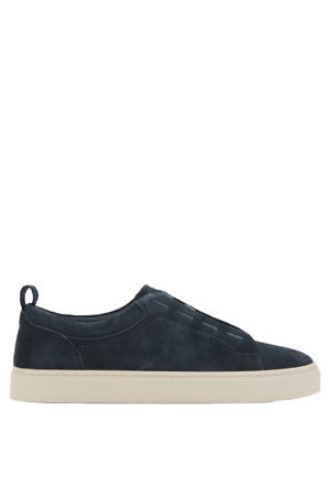 suède slip-on sneakers marineblauw