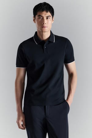 slim polo donkerblauw