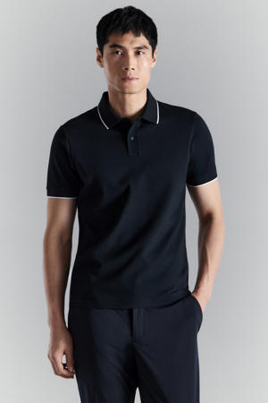 slim polo donkerblauw