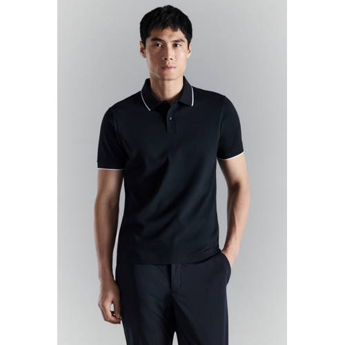 Mango Man slim polo donkerblauw afbeelding