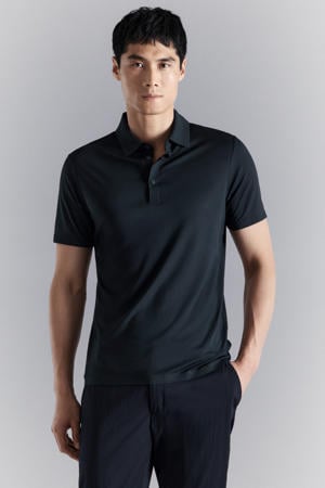 slim polo donkerblauw