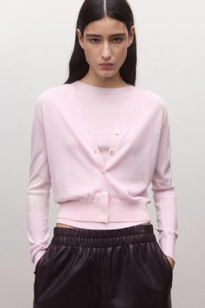 vest met wol roze fijn gebreid