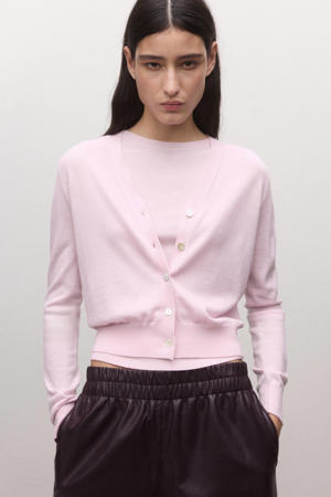 vest met wol roze fijn gebreid