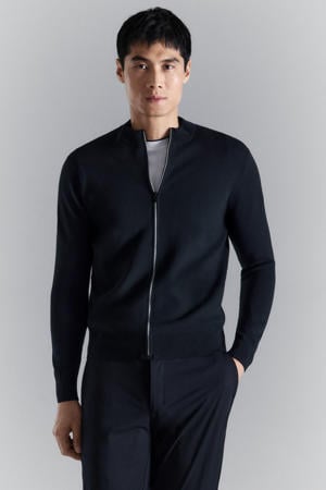 vest fijn gebreid donkerblauw