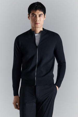 vest fijn gebreid donkerblauw