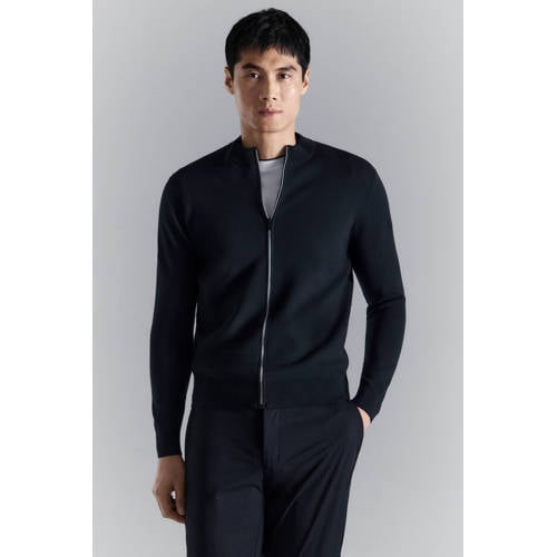 Mango Man vest fijn gebreid donkerblauw afbeelding