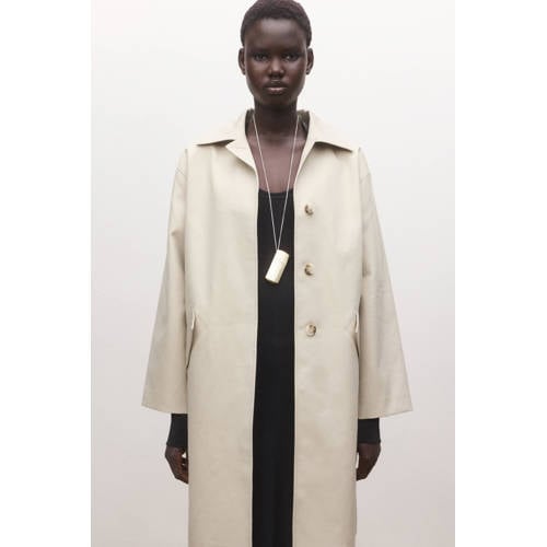 Mango trenchcoat ecru afbeelding