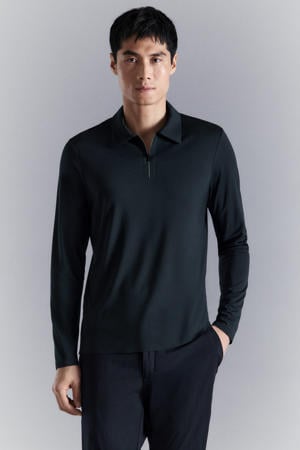 slim polo donkerblauw