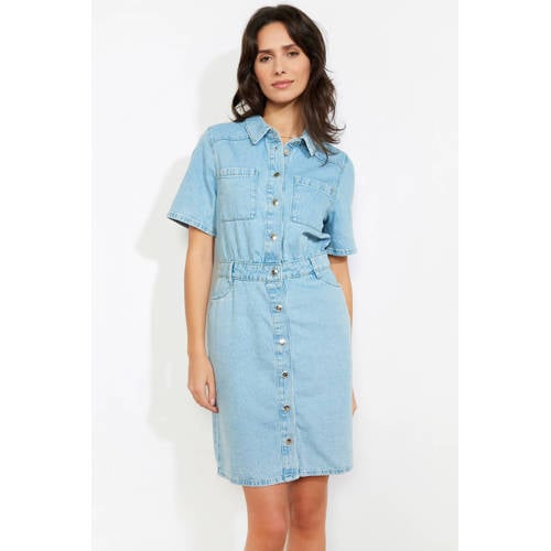 LOLALIZA denim blousejurk light blue denim afbeelding