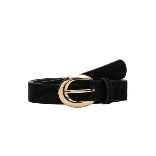 Mango suede riem zwart afbeelding