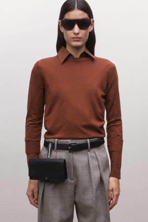 pullover met wol roodbruin