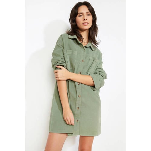 LOLALIZA corduroy blousejurk kaki afbeelding