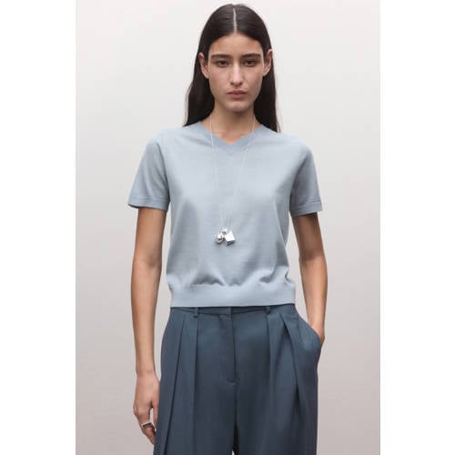 Mango sweater met wol grijsblauw afbeelding