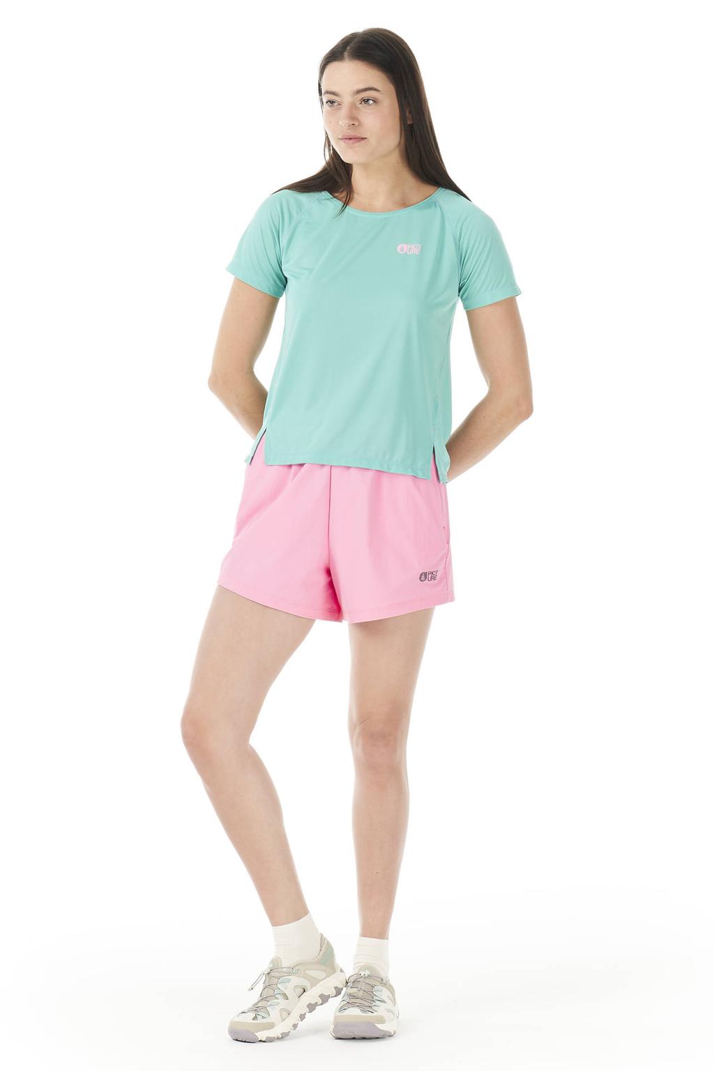 Groene dames Picture T-shirt van polyester met effen, korte mouwen en ronde hals