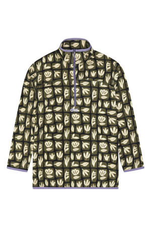 fleece sweater Inaria olijfgroen/lichtgeel