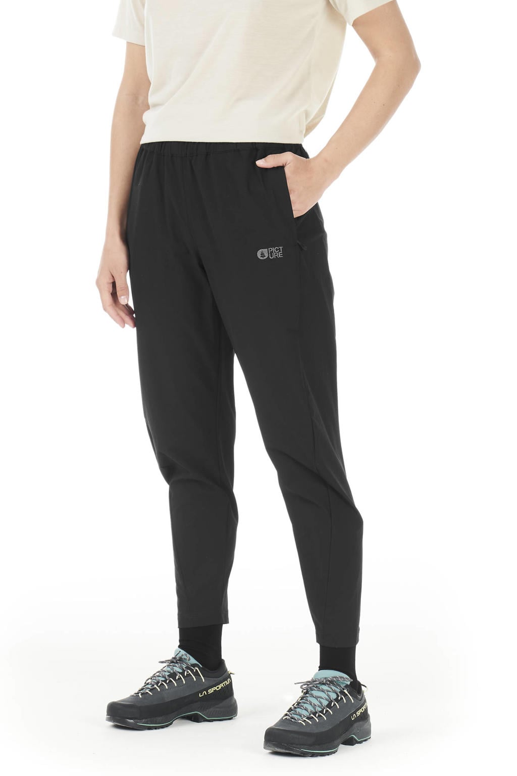 Zwarte dames Picture broek van polyamide met regular waist en elastische tailleband