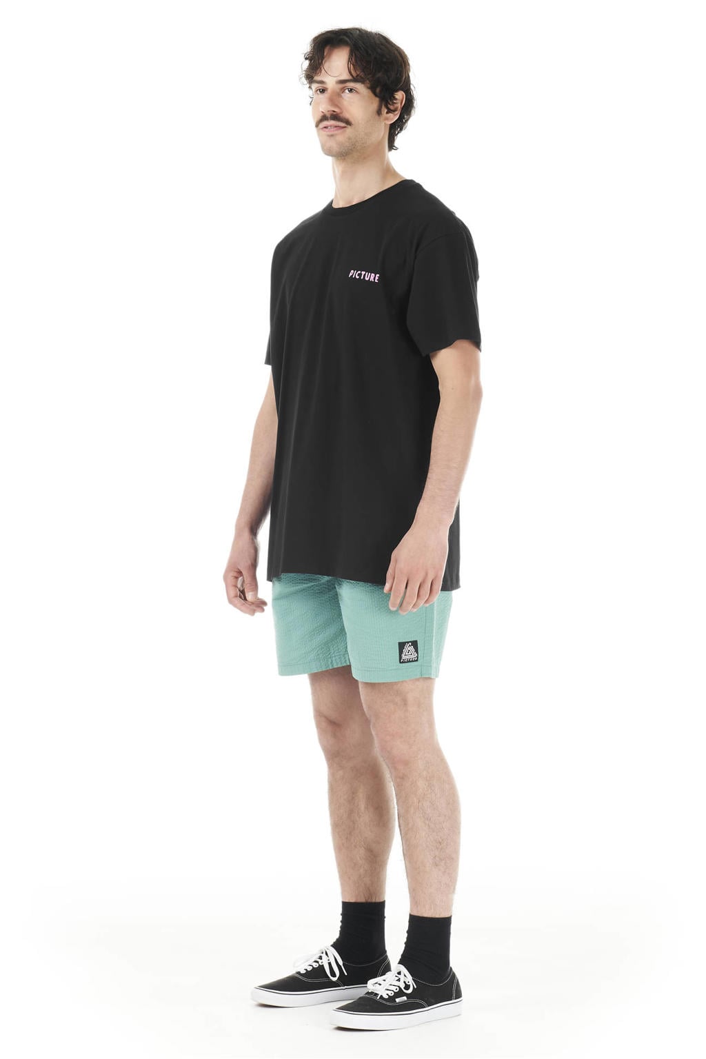 Zwarte heren Picture T-shirt van katoen met backprint, korte mouwen en ronde hals