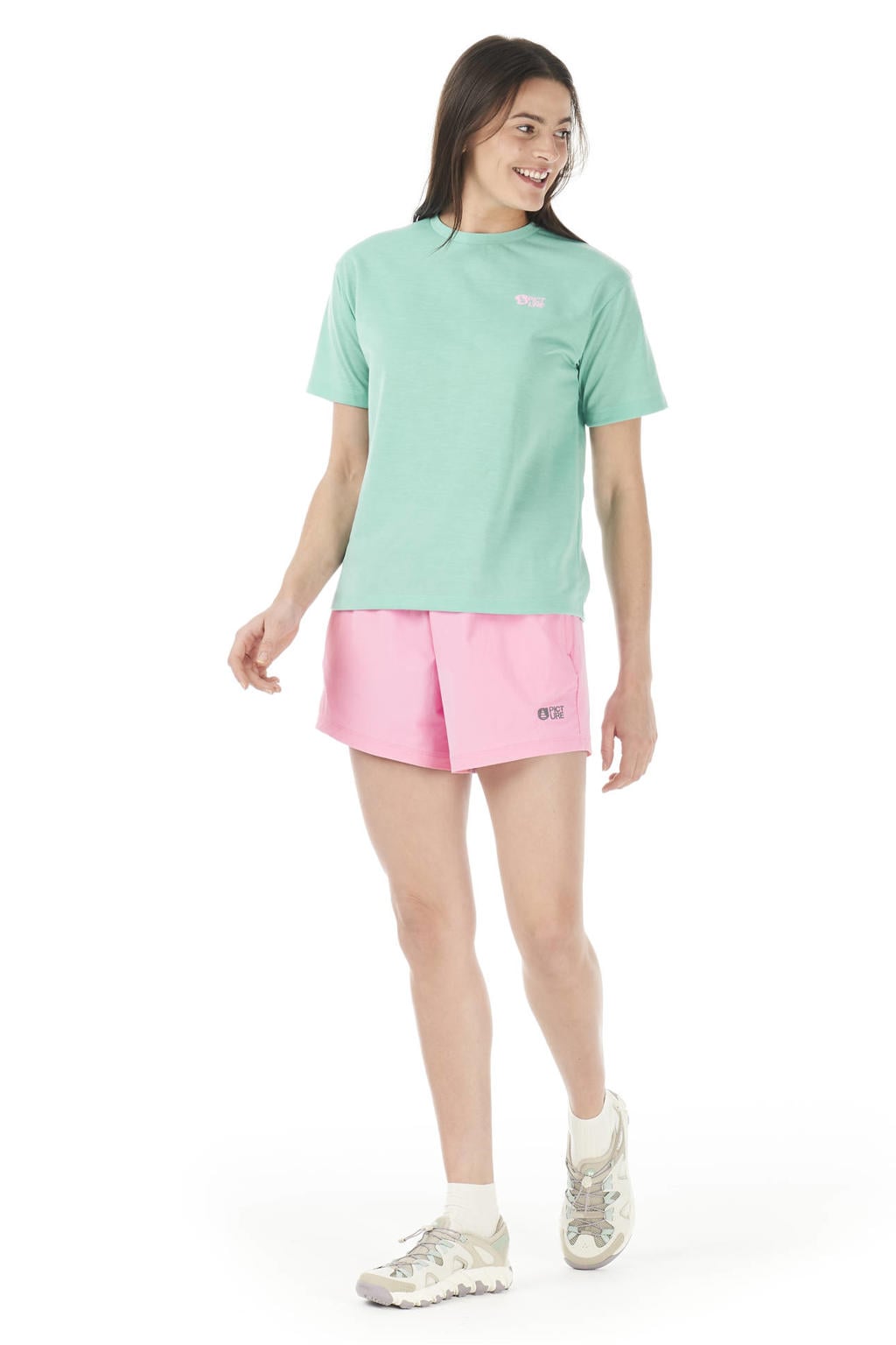 Roze dames Picture short van polyamide met elastische tailleband met koord