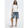 JDY wide leg regular waist bermuda short medium blue denim