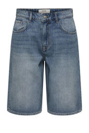 thumbnail: JDY wide leg regular waist bermuda short medium blue denim