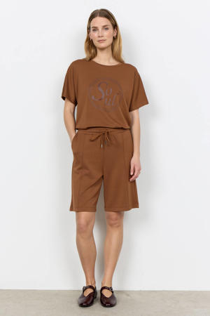 high waist casual short donkerbruin