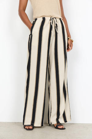 high waist gestreepte broek ecru